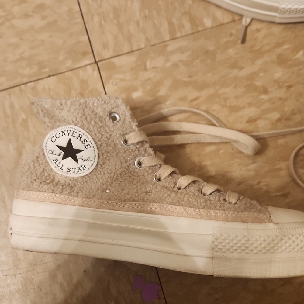 Converse Tan Canvas Platform Sneakers - Picture 3 of 9